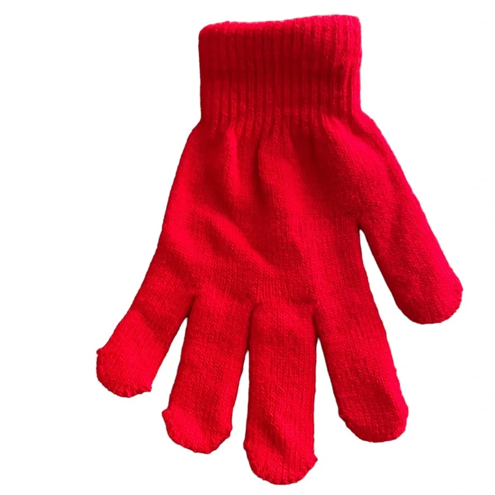 Girls Winter Gloves Red Knit